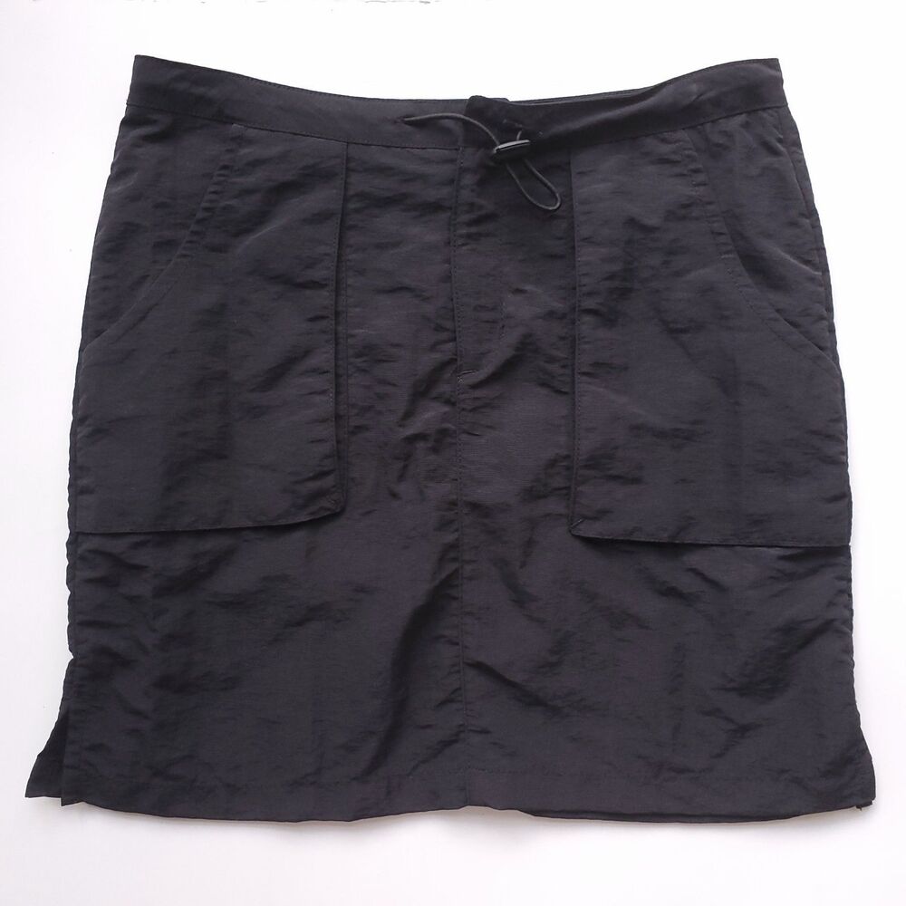 VTG TagRag One World Nation Nylon Skirt Sz 7 Black Mini Urban Y2K Grunge 90s